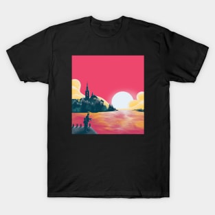 Sunset and fishing view landscape T-Shirt